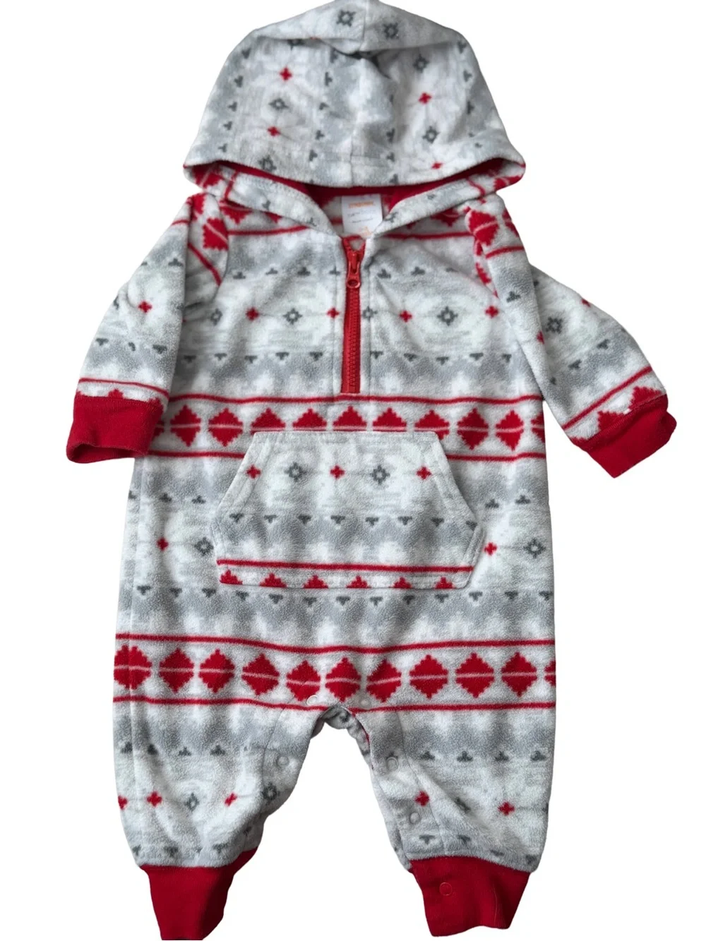 Gymboree Newborn Holiday Fair Isle Hooded Fleece Romper EUC Baby Unisex